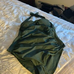 Olive green one-pie bathing suit